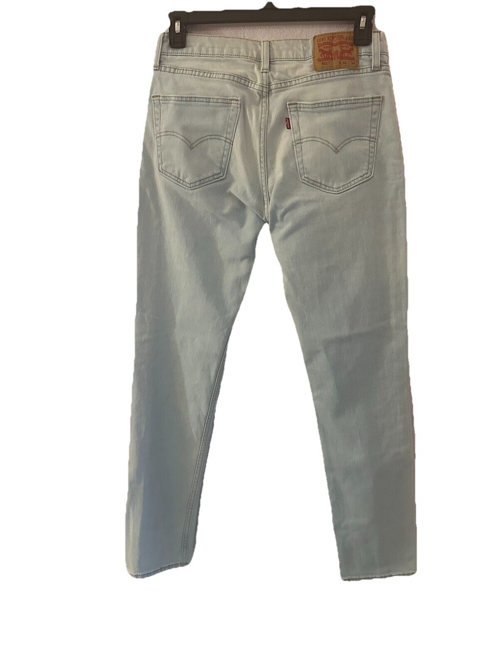 Levis 511 Jeans Mens 32x34 Blue Denim Light Wash Stretch Good Condition
